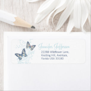 Two butterflies inked blue wedding