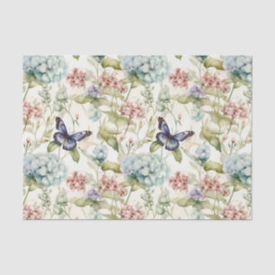 Two Butterflies on Floral Pattern Decoupage Tissue Paper