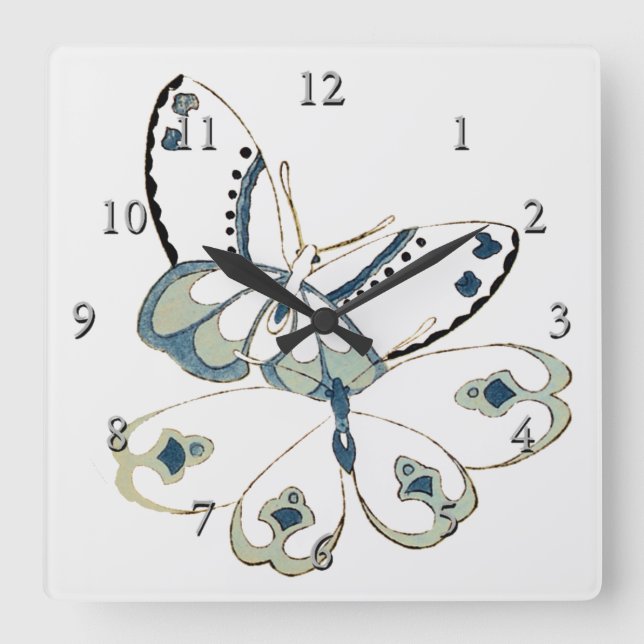 Two Butterflies Square Wall Clock (Front)