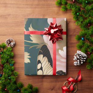 Two butterflies with intricate wing patterns wrapping paper