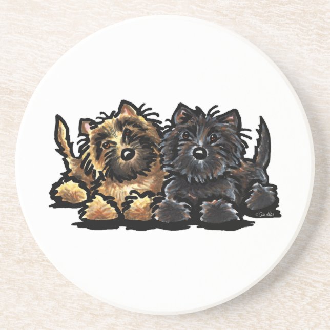 Two Cairn Terriers Coaster (Front)