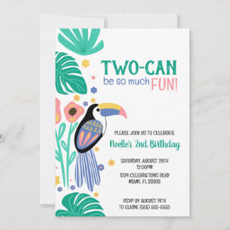TWO-CAN (Toucan) Tropical Birthday  Invitation