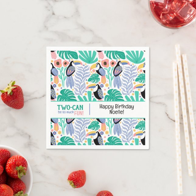 TWO-CAN (Toucan) Tropical Birthday Napkin (Insitu)
