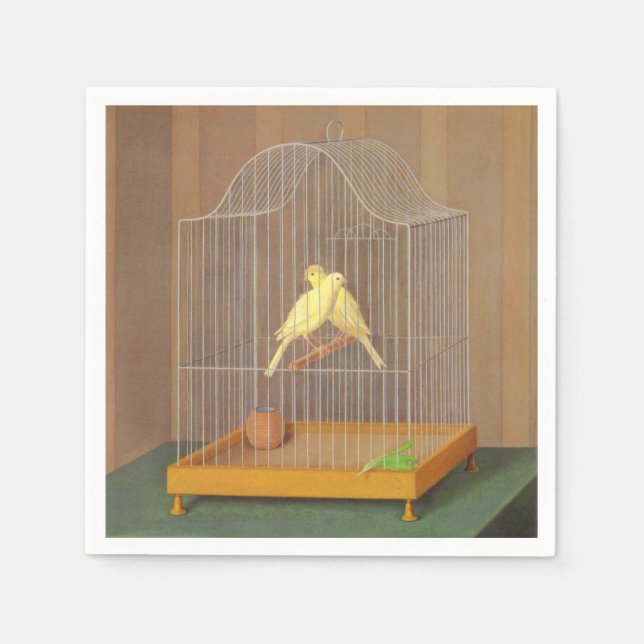 Two Canaries in a Cage (by Antonio Donghi) Napkin (Front)