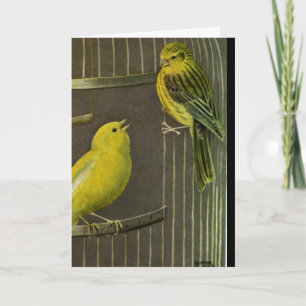 Two Canaries Painting Art Greeting Card