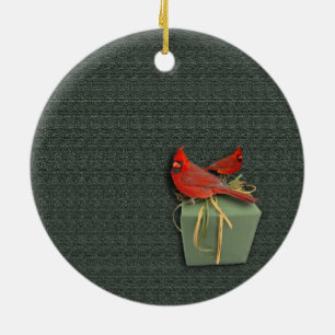 Two Cardinals Ceramic Tree Decoration