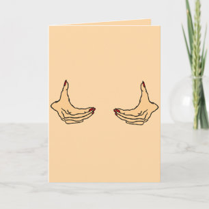 Two Cartoon Female Hands Holding Chest  Card