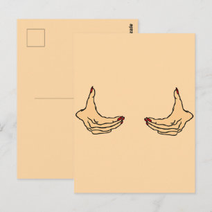Two Cartoon Female Hands Holding Chest  Postcard