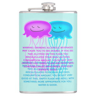 Two Cartoon Jellyfish Hip Flask