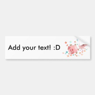 Two Cartoon Pigs in Spring Bumper Sticker