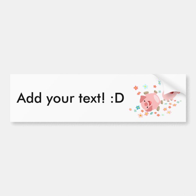 Two Cartoon Pigs in Spring Bumper Sticker (Front)