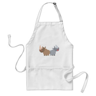 Two Cartoon Rhinos Cooking Apron