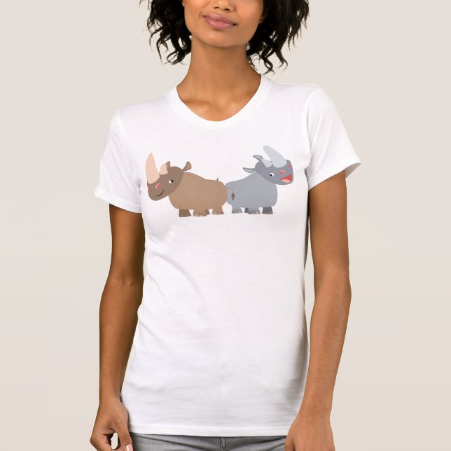 Two Cartoon Rhinos Women T-Shirt (Front)