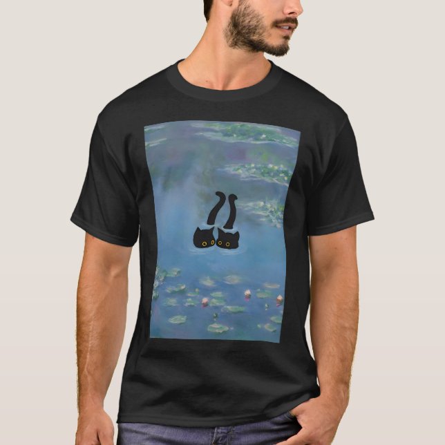 Two Cat Print Monet Waterlily T-Shirt (Front)