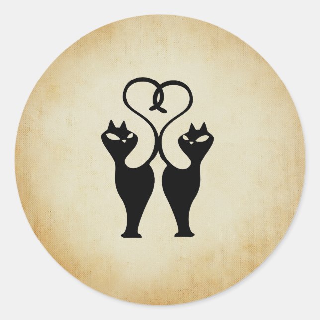 Two Cat Silhouette Classic Round Sticker (Front)