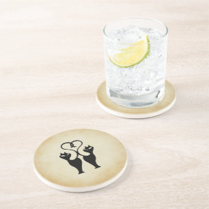 Two Cat Silhouette Coaster