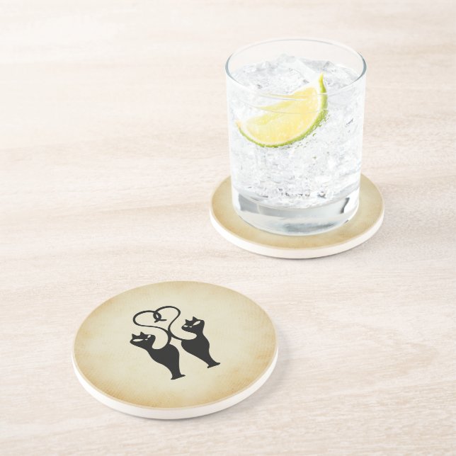 Two Cat Silhouette Coaster (Side)