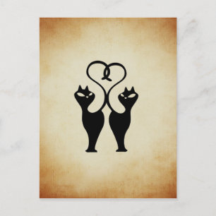 Two Cat Silhouette Postcard