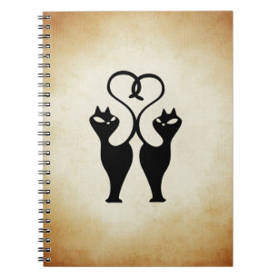 Two Cat Silhouette Spiral Notebook