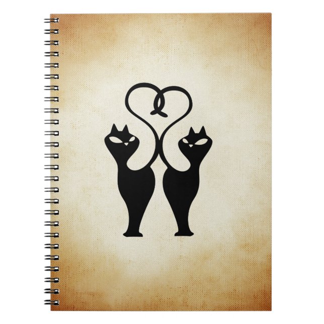 Two Cat Silhouette Spiral Notebook (Front)