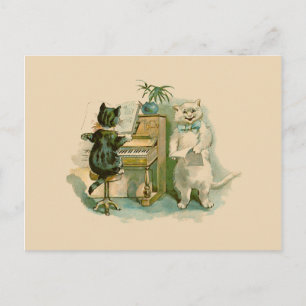 Two Cats at the Piano Postcard