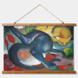 Two Cats, Blue and Yellow (1912) by Franz Marc Hanging Tapestry