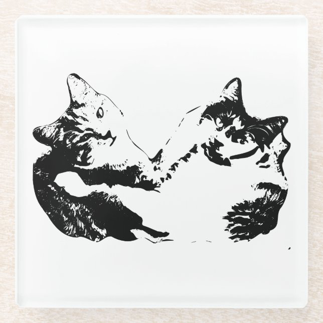 Two Cats Companionship Ink Coaster (Front)