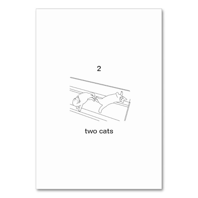 Two cats, custom number flashcards table number (Back)
