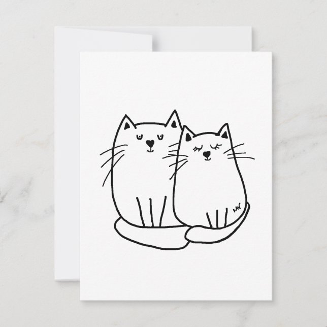 Two cats Drawing Card (Front)