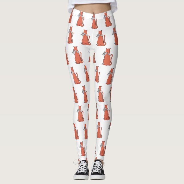 Two Cats Embrace Friendship Leggings (Front)