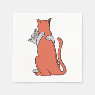 Two Cats Embrace Friendship Napkin