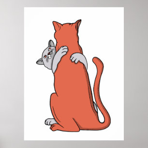 Two Cats Embrace Friendship Poster