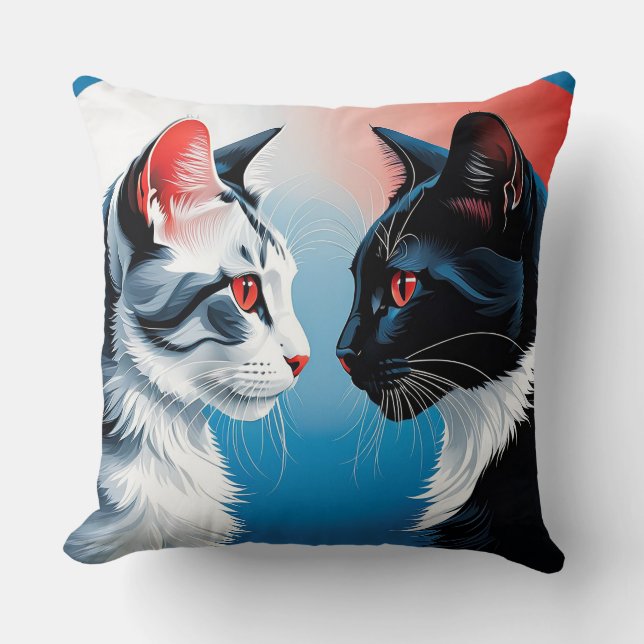 Two Cats Facing Each Other Cushion (Front)