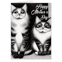 Two Cats Happy Mother's Day Greeting Card