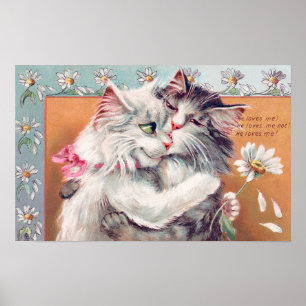 Two Cats Hugging Each Other, Louis Wain Poster