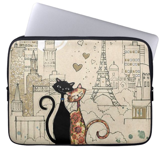 Two Cats in Love Laptop Sleeve (Front)