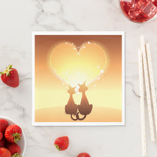 Two Cats In Love Paper Napkins