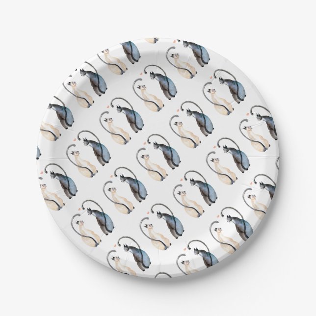 Two Cats in Love Paper Plate (Front)