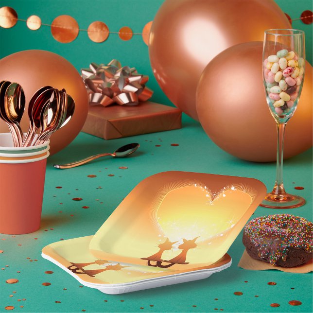 Two Cats In Love Paper Plates (Creator Uploaded)