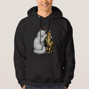 Two Cats in Love Pen & Ink Hoodie
