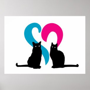 Two cats in love poster