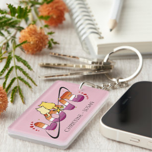 Two Cats In Love Sunset Lesbian Flag Acrylic Key Ring