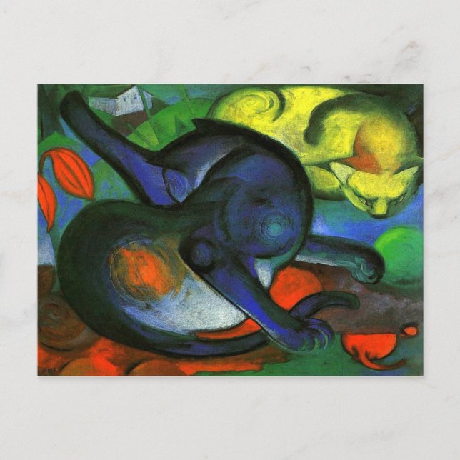 Two Cats Painting Postcard (Front)