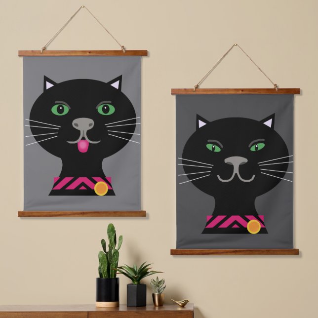 Two cats poster pair hanging tapestry (Asymmetrical)