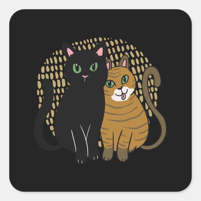 Two cats square sticker (Front)