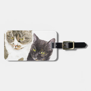 Two cats - tabby and tortie luggage tag