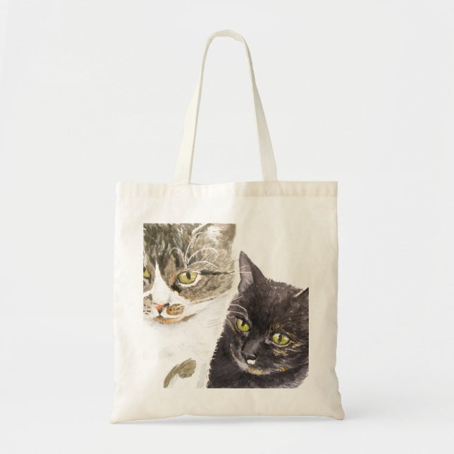 Two cats - tabby and tortie tote bag (Front)