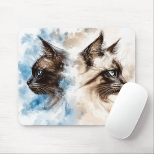 Two cats watercolor mouse pad