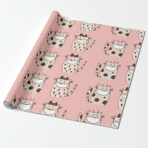 TWO CATS WEARING FACE MASKS Wrapping Paper