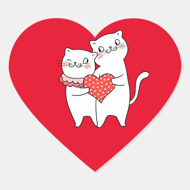 Two cats with a red heart sticker (Front)